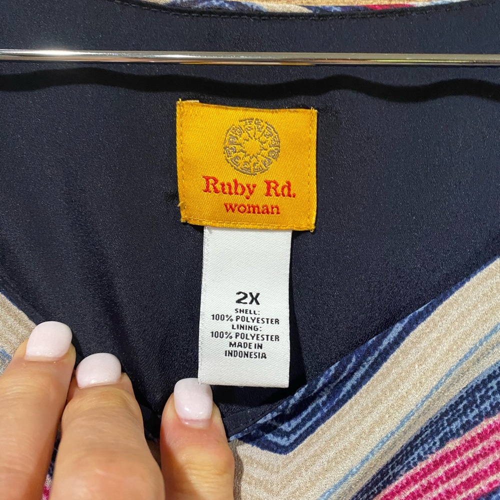 Ruby Rd. Striped Multicolor Kimono Blouse Size 2XL - Picture 4 of 4